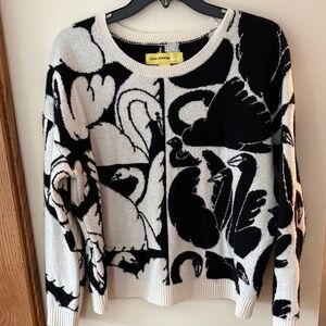 Maeve Cecilia Pettersson Black and White Swan 100% Cashmere Sweater